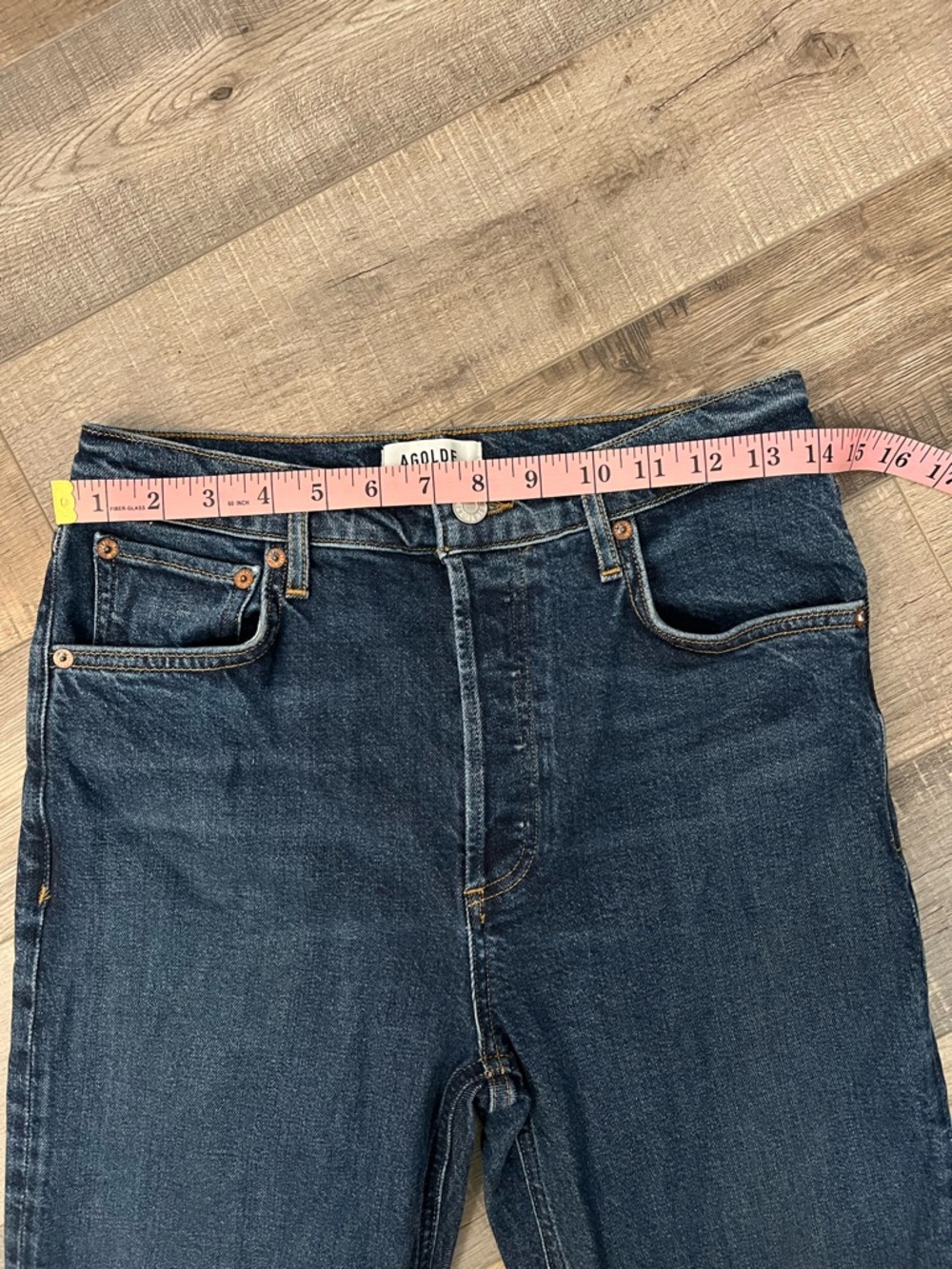 Agolde Straight Leg Jeans in Deep Blue Wash size 27 EUC - Picture 6 of 13